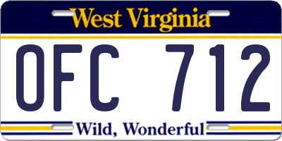 WV license plate OFC712