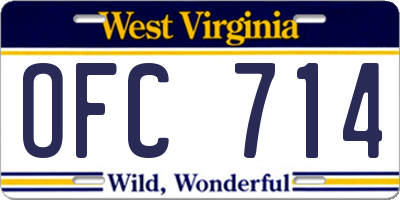 WV license plate OFC714