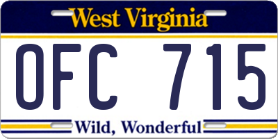 WV license plate OFC715