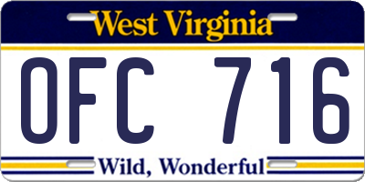WV license plate OFC716