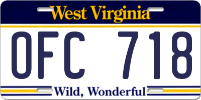 WV license plate OFC718