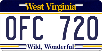 WV license plate OFC720