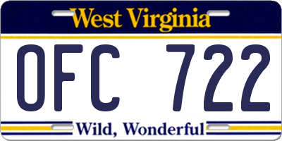 WV license plate OFC722