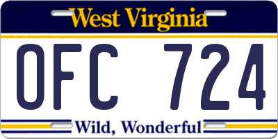 WV license plate OFC724