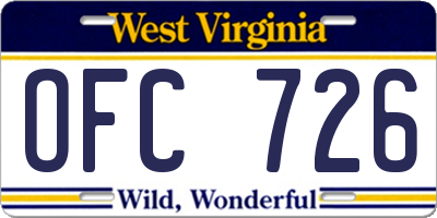 WV license plate OFC726