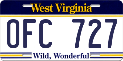 WV license plate OFC727
