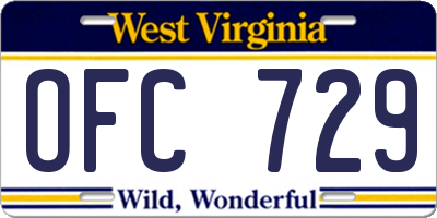 WV license plate OFC729