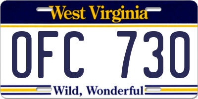 WV license plate OFC730
