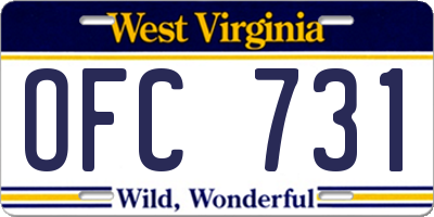 WV license plate OFC731