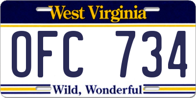 WV license plate OFC734