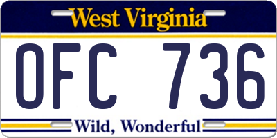 WV license plate OFC736