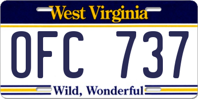 WV license plate OFC737