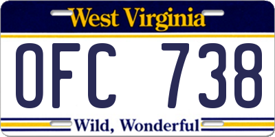 WV license plate OFC738