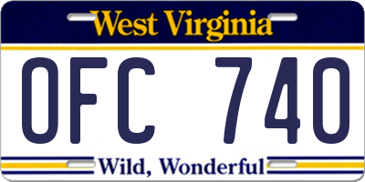 WV license plate OFC740