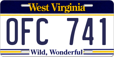WV license plate OFC741