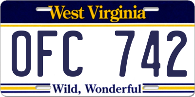 WV license plate OFC742