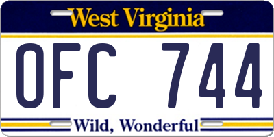 WV license plate OFC744
