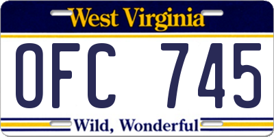 WV license plate OFC745