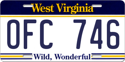 WV license plate OFC746