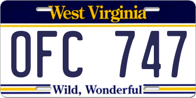 WV license plate OFC747