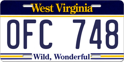WV license plate OFC748