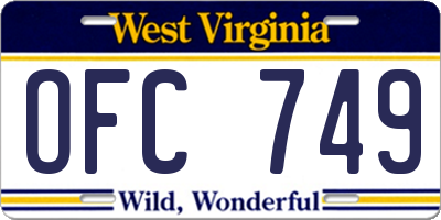 WV license plate OFC749