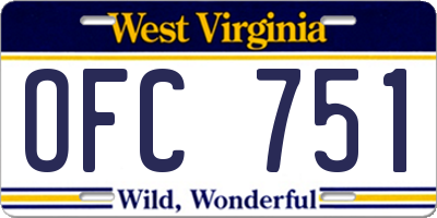 WV license plate OFC751