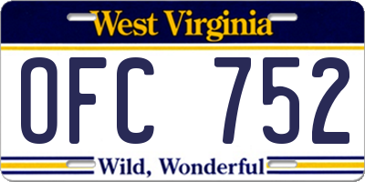 WV license plate OFC752