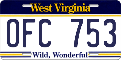 WV license plate OFC753