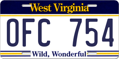 WV license plate OFC754