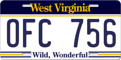 WV license plate OFC756