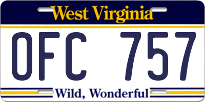 WV license plate OFC757
