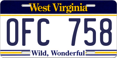 WV license plate OFC758