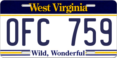 WV license plate OFC759