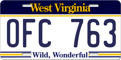 WV license plate OFC763