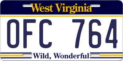 WV license plate OFC764