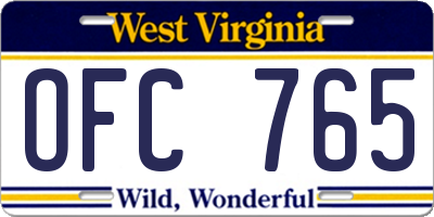 WV license plate OFC765
