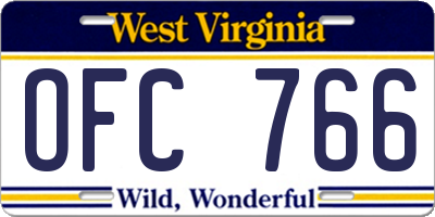 WV license plate OFC766