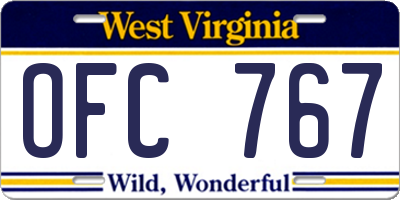 WV license plate OFC767