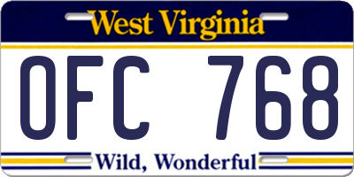 WV license plate OFC768