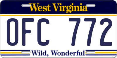 WV license plate OFC772