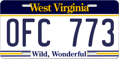 WV license plate OFC773