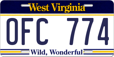 WV license plate OFC774