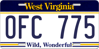 WV license plate OFC775
