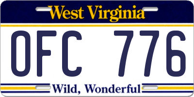 WV license plate OFC776