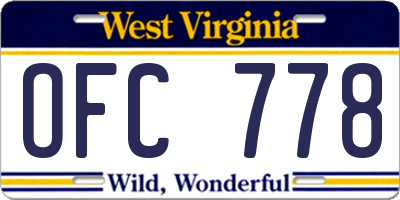 WV license plate OFC778