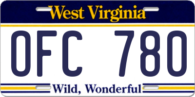 WV license plate OFC780