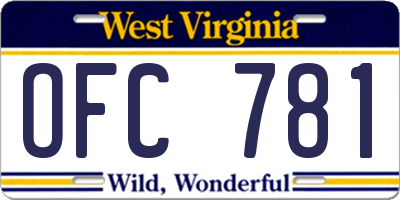 WV license plate OFC781