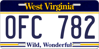 WV license plate OFC782