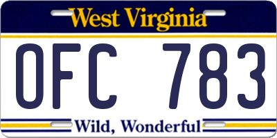 WV license plate OFC783